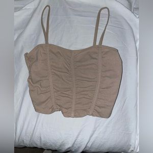 NWOT Pretty little thing soft comfortable stretch corset top in tan sz US 6